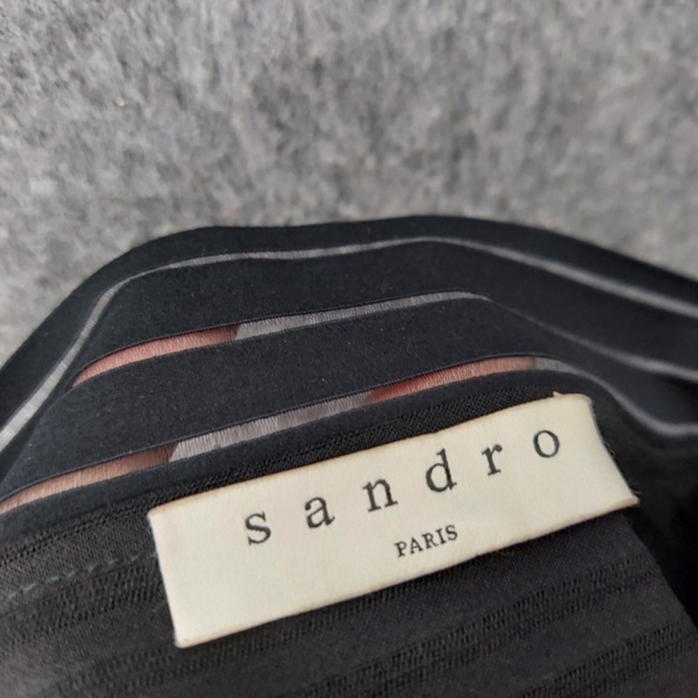 NWOT Sandro Paris Skirt 2 Crepe Stripe Black Stretch High Rise Business Career - Picture 11 of 12